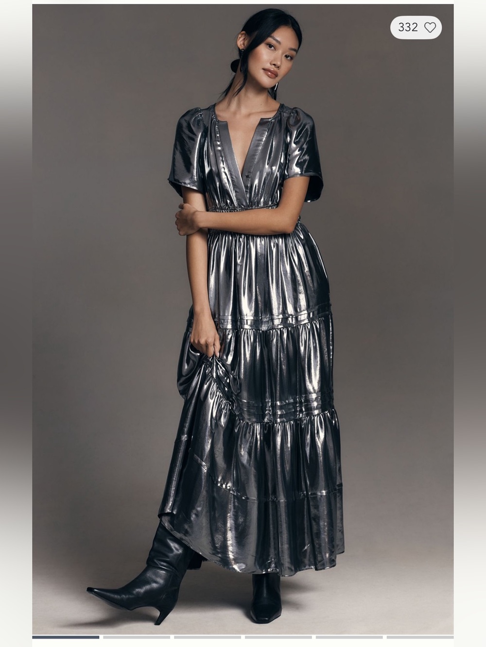 Anthropologie Somerset dress in metallic silver - Picture 2 of 9